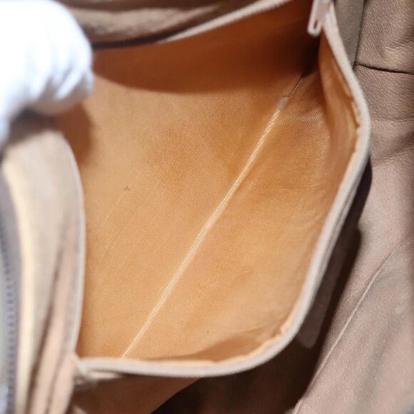 GUCCI GG Supreme Web Sherry Line Shoulder Bag PVC Beige Gold Auth KD211 - Picture 11 of 16